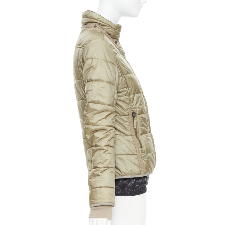 FRAUENSCHUH Limited Edition handcrafted khaki nylon zip snow puffer jacket XS