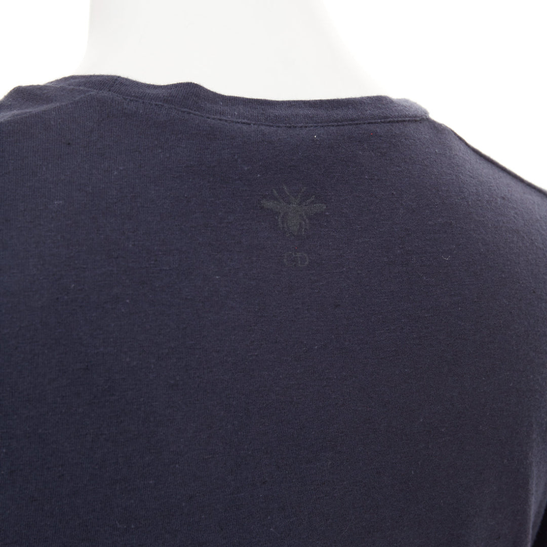 DIOR 2017 Feminist Definition navy cotton linen washed effect tshirt S