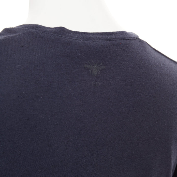 DIOR 2017 Feminist Definition navy cotton linen washed effect tshirt S