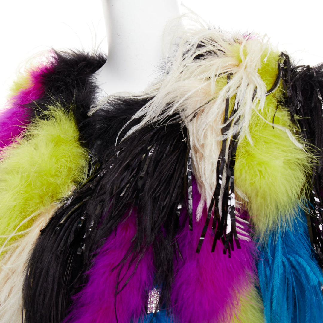 rare ALEXANDRE VAUTHIER COUTURE SS2022 Runway Maison Lemarie ostrich tinsel coat