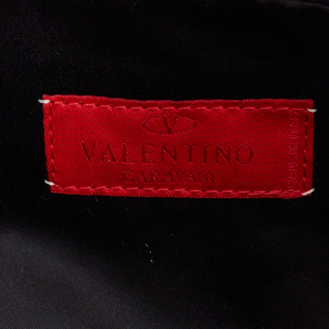 VALENTINO red glossy scaled leather oversized bow top zip evening clutch bag