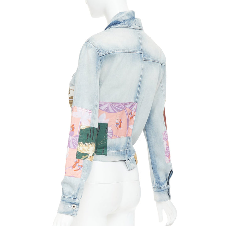 LOEWE 2018 Paula's Ibiza blue mermaid floral patchwork denim jacket