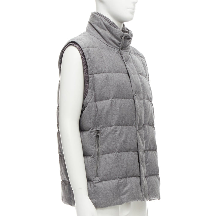 MONCLER Norme Afnor G32-003 grey wool quilted puffer vest jacket Sz.6 XXL