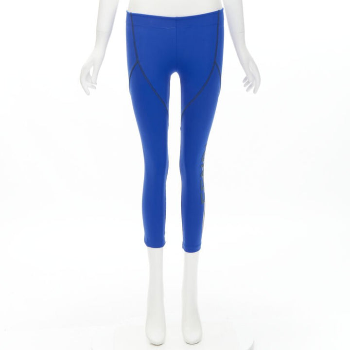 FENDI Activewear reflective silver logo cobalt blue sports leggings XS