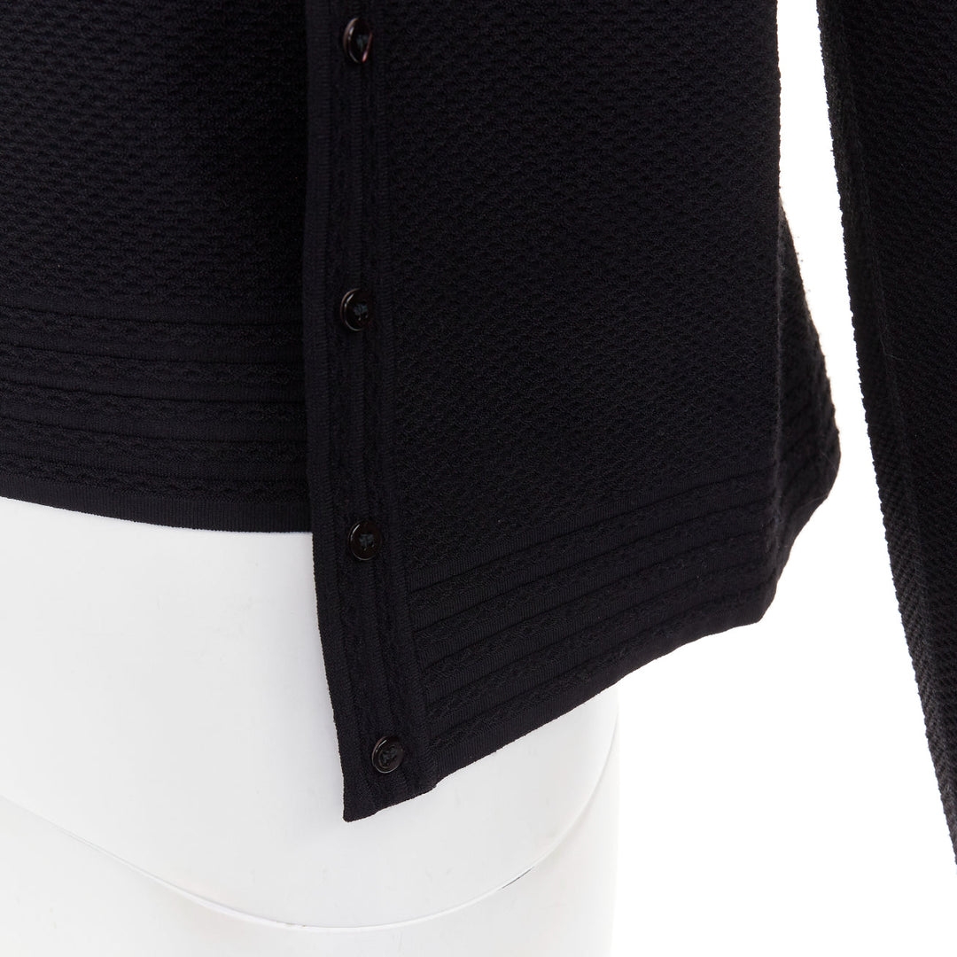 ALAIA Vintage black garter stitch knit button cardigan sleeveless top set L
