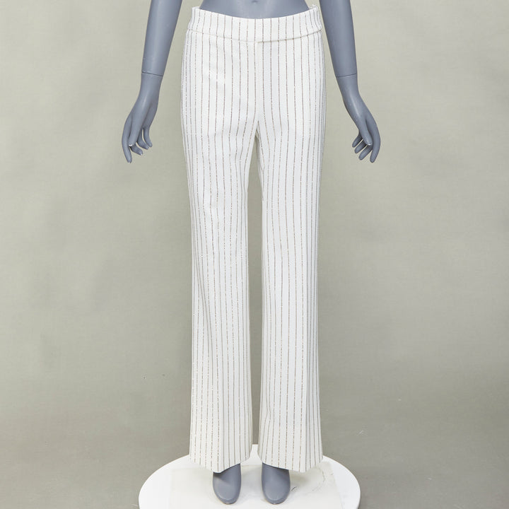 ALEXANDRE VAUTHIER COUTURE SS2020 Runway crystal pinstripe straight pants FR36 S