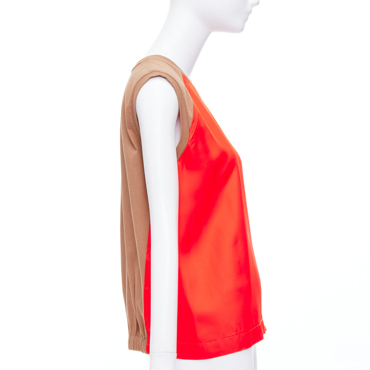 MARNI red brown cotton blend colorblocked tank top IT38 XS