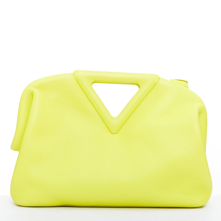 BOTTEGA VENETA Medium Point Seagrass yellow smooth leather triangle handle bag