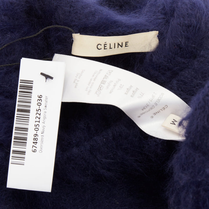 CELINE 2017 Runway Phoebe Philo navy fuzzy angora oversized sweater M