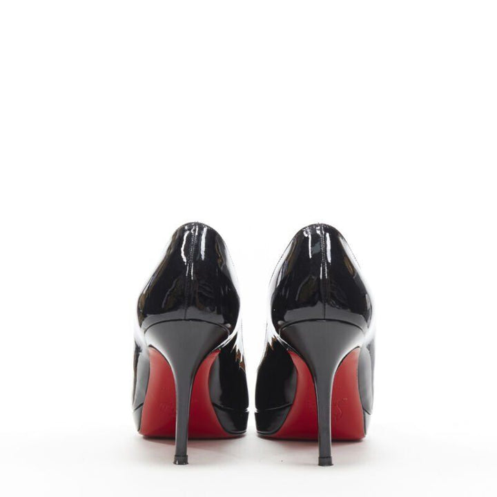 CHRISTIAN LOUBOUTIN black patent platform round toe high heel pump EU36 US6