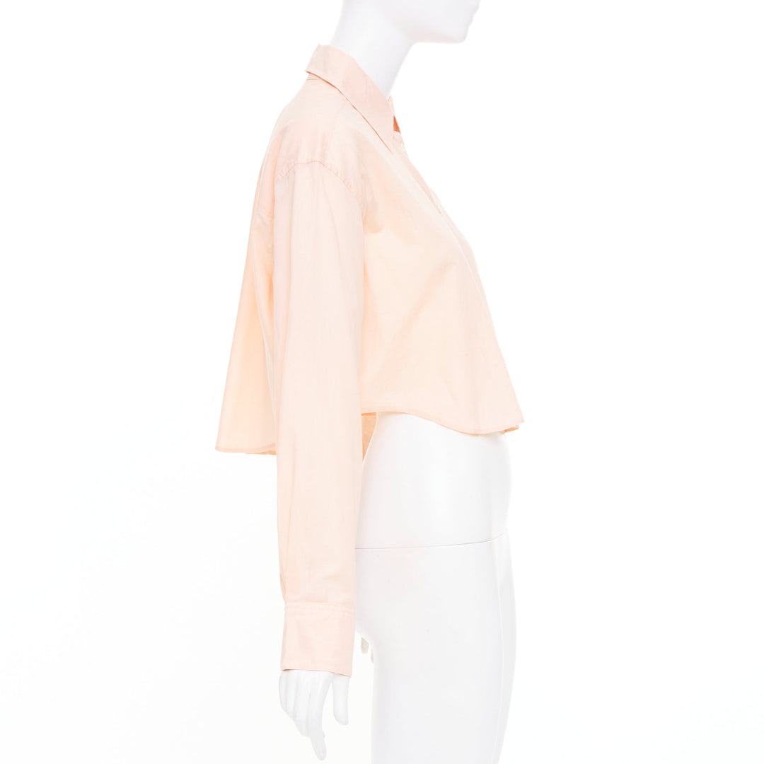 ACNE STUDIOS 2023 Shirt Logo Embroidery peach cotton cropped shirt FR34 XS