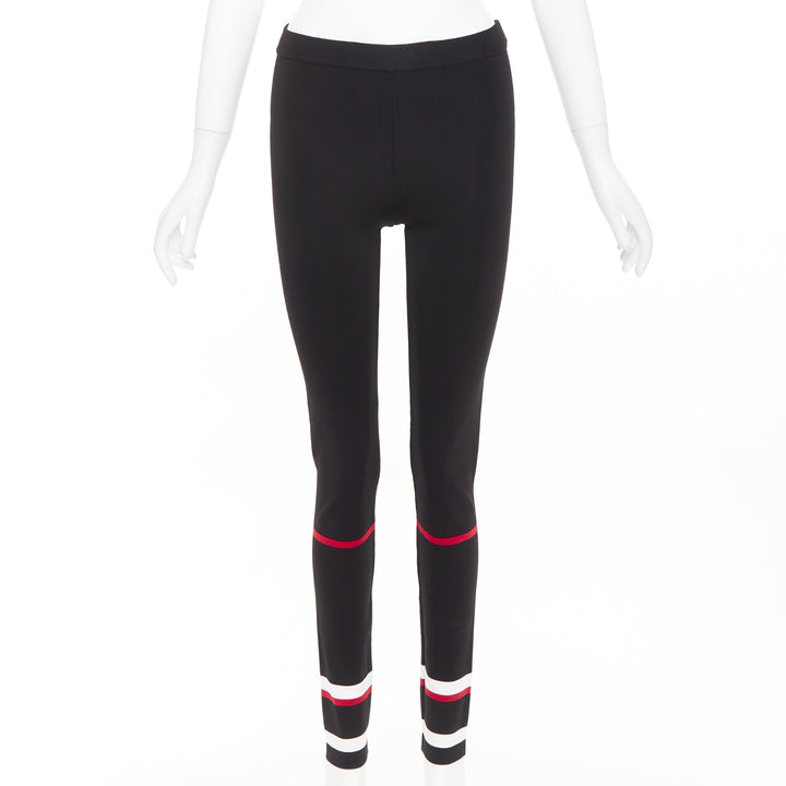 GIVENCHY black red white striped hem viscose knit legging pants XS
