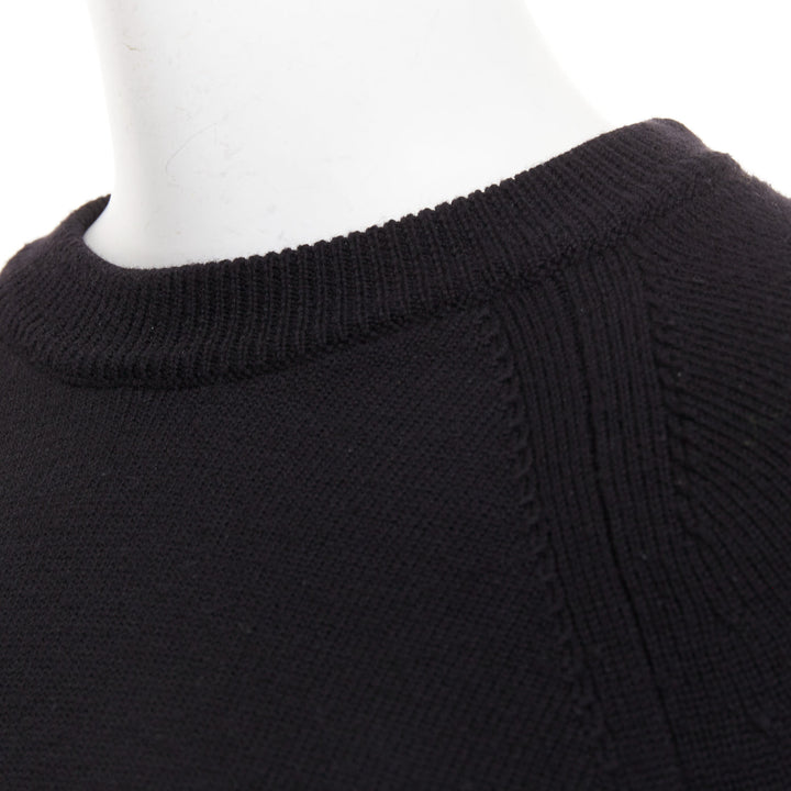 SAINT LAURENT 2016 wool black classic crew neck raglan sleeve pullover sweater S
