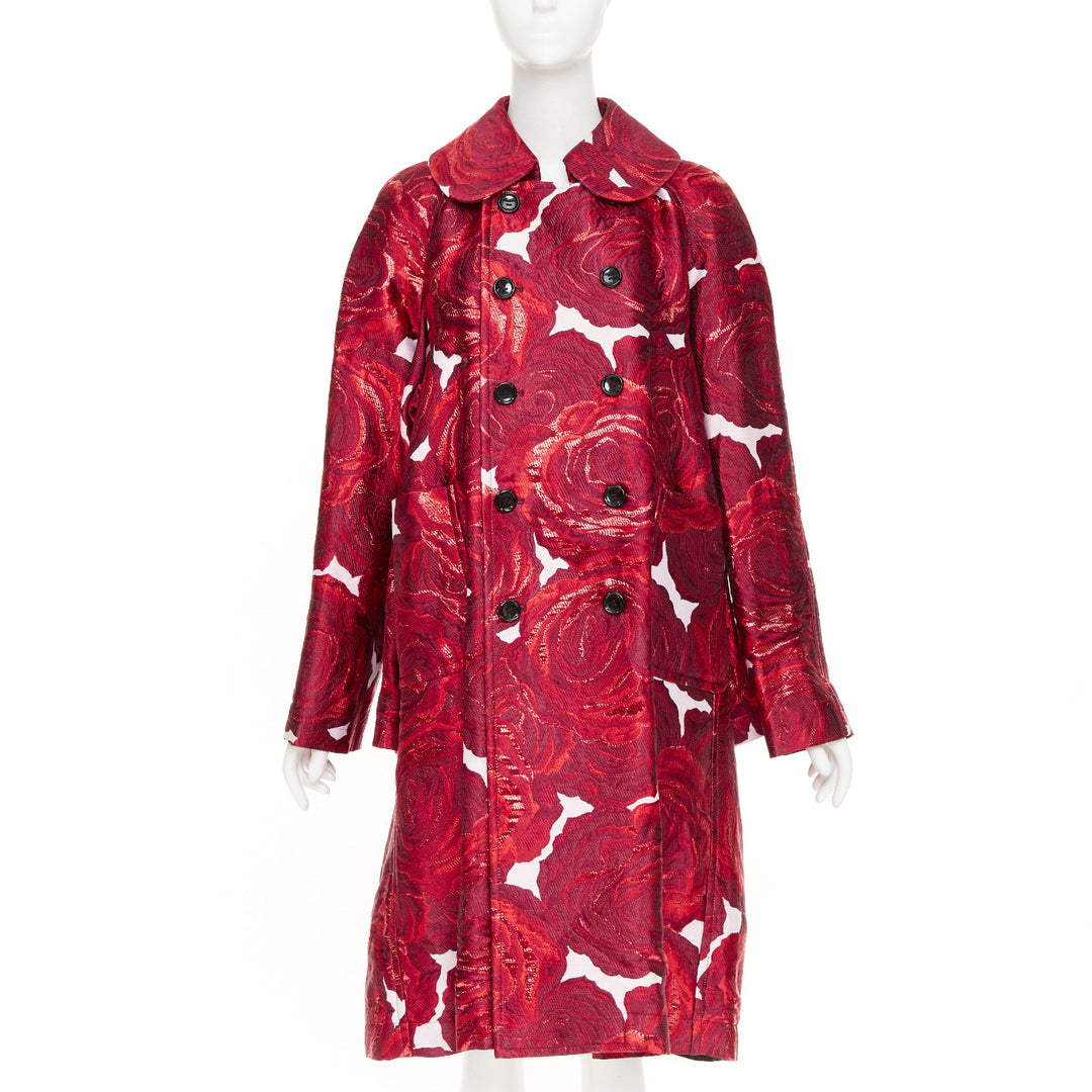 COMME DES GARCONS 2020 Orlando double sleeve red rose jacquard brocade coat S