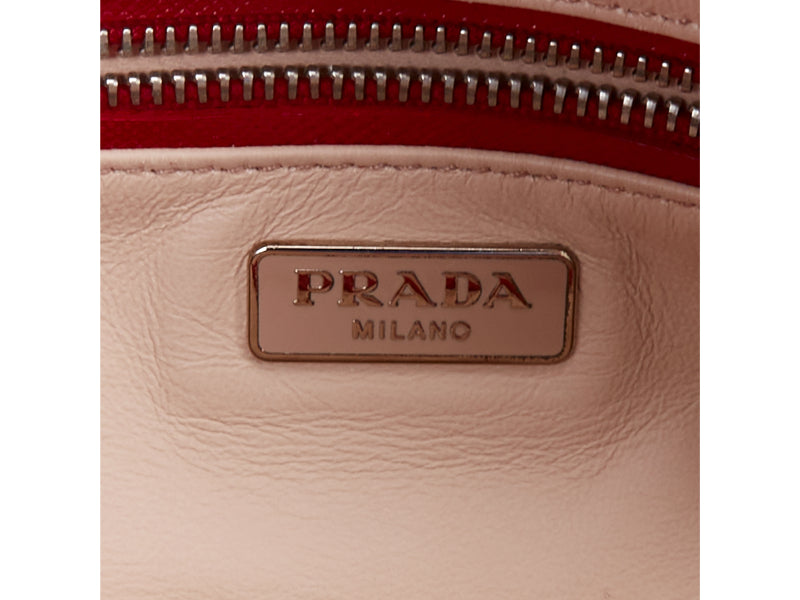 PRADA 2011 Runway Saffiano Buckle Camera red leather silver buckle crossbody bag