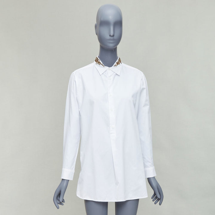 Y'S YOHJI YAMAMOTO white gold sequinned collar popover shirt JP1 S