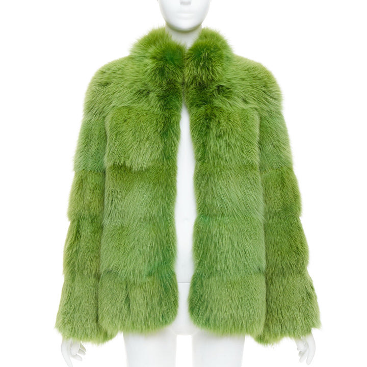 rare EMILIO PUCCI green dyed mink fur stand collar jacket coat IT40 S