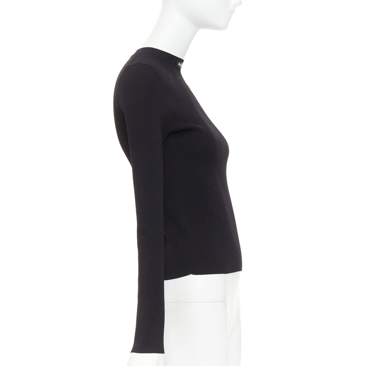 BALENCIAGA Demna 2021 black logo collar long sleeve crew neck pullover top S