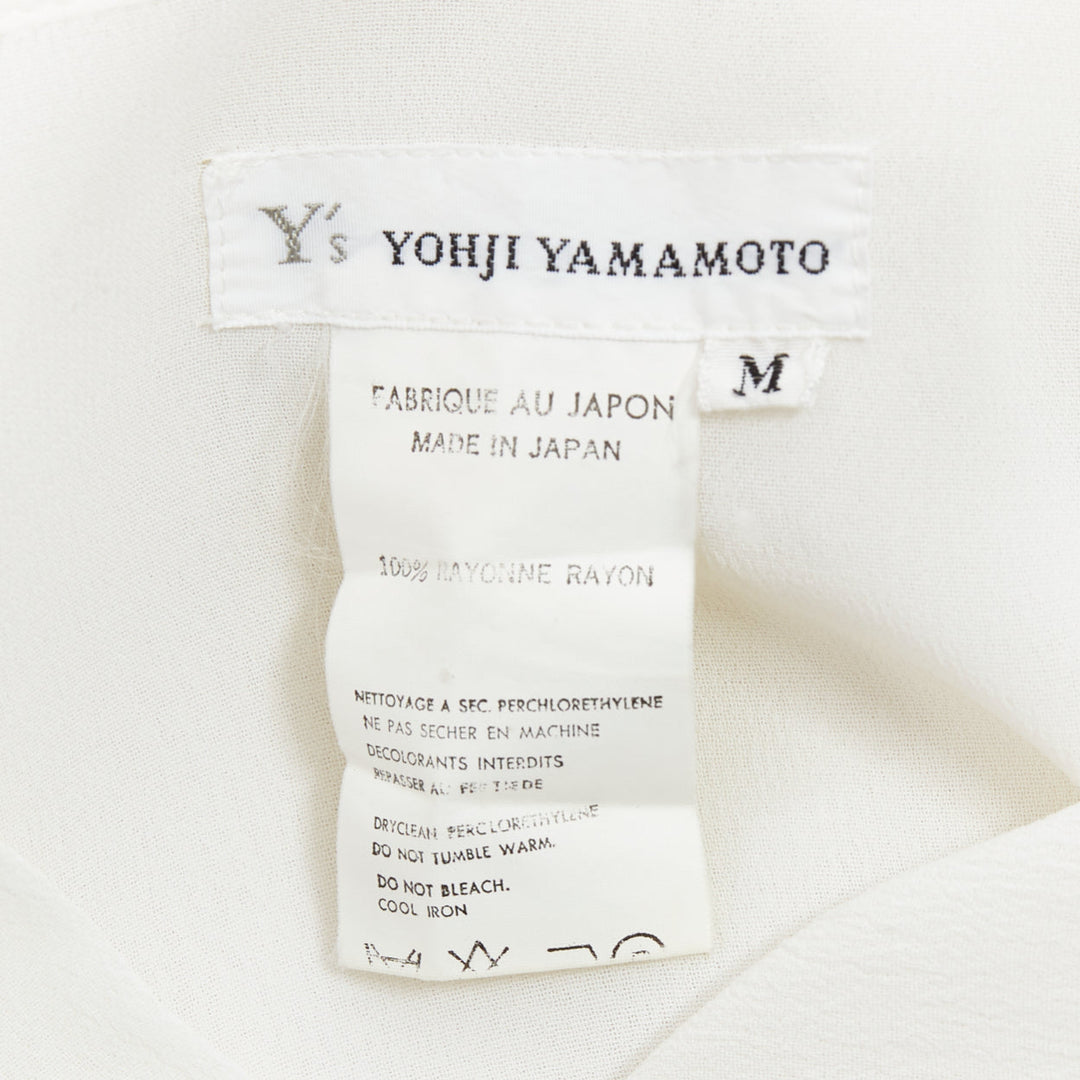 Male mannequin wearing Yohji Yamamoto Y's White Rayon Men Shirt in Size  M | Available at JHROP