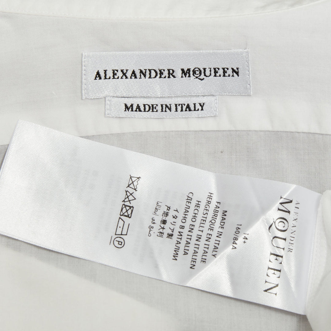 ALEXANDER MCQUEEN KIDS 2017 white embroidered eyelets trim priest shirt Y14+ XS