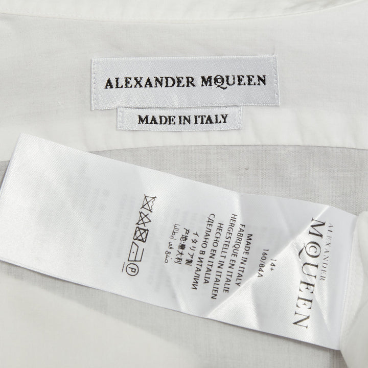 ALEXANDER MCQUEEN KIDS 2017 white embroidered eyelets trim priest shirt Y14+ XS