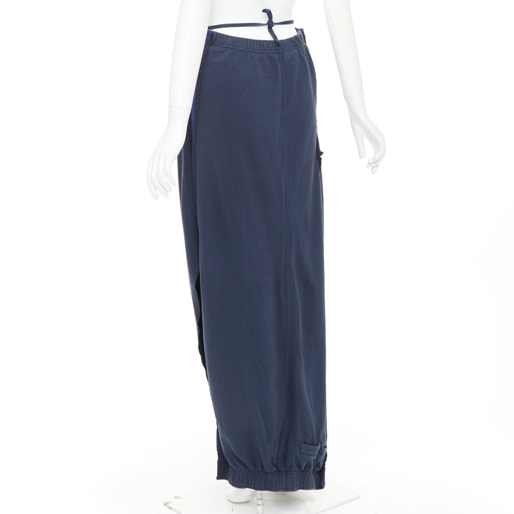 VETEMENTS 2019 Demna bicolor blue washed cotton deconstructed wrap skirt XS