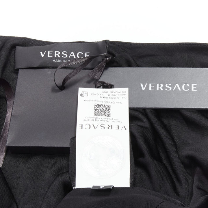 Female mannequin wearing Versace by Donatella Versace Resort 2020 Black Viscose Women Cocktail Dresses in Size IT40 | Available at JHROP