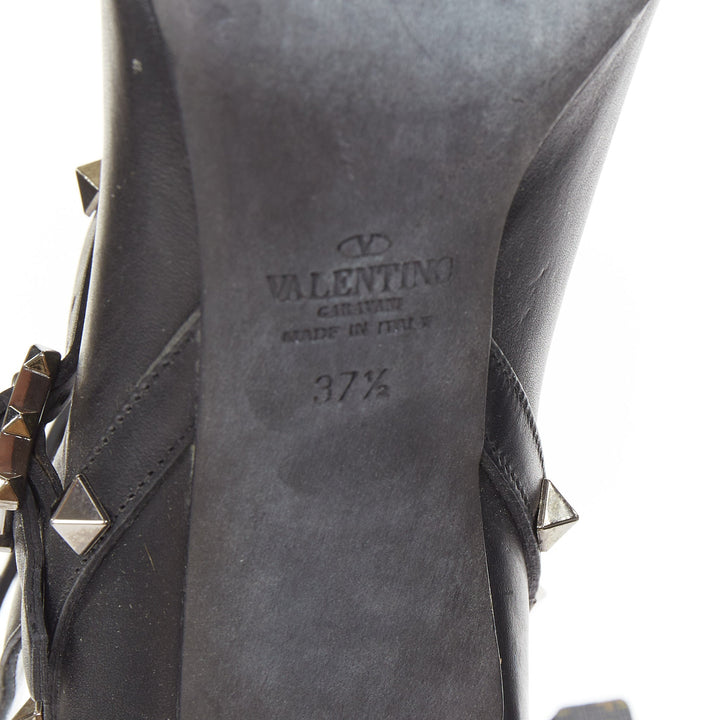 VALENTINO 2017 Rockstud leather caged wrap buckle stiletto ankle boots EU37.5