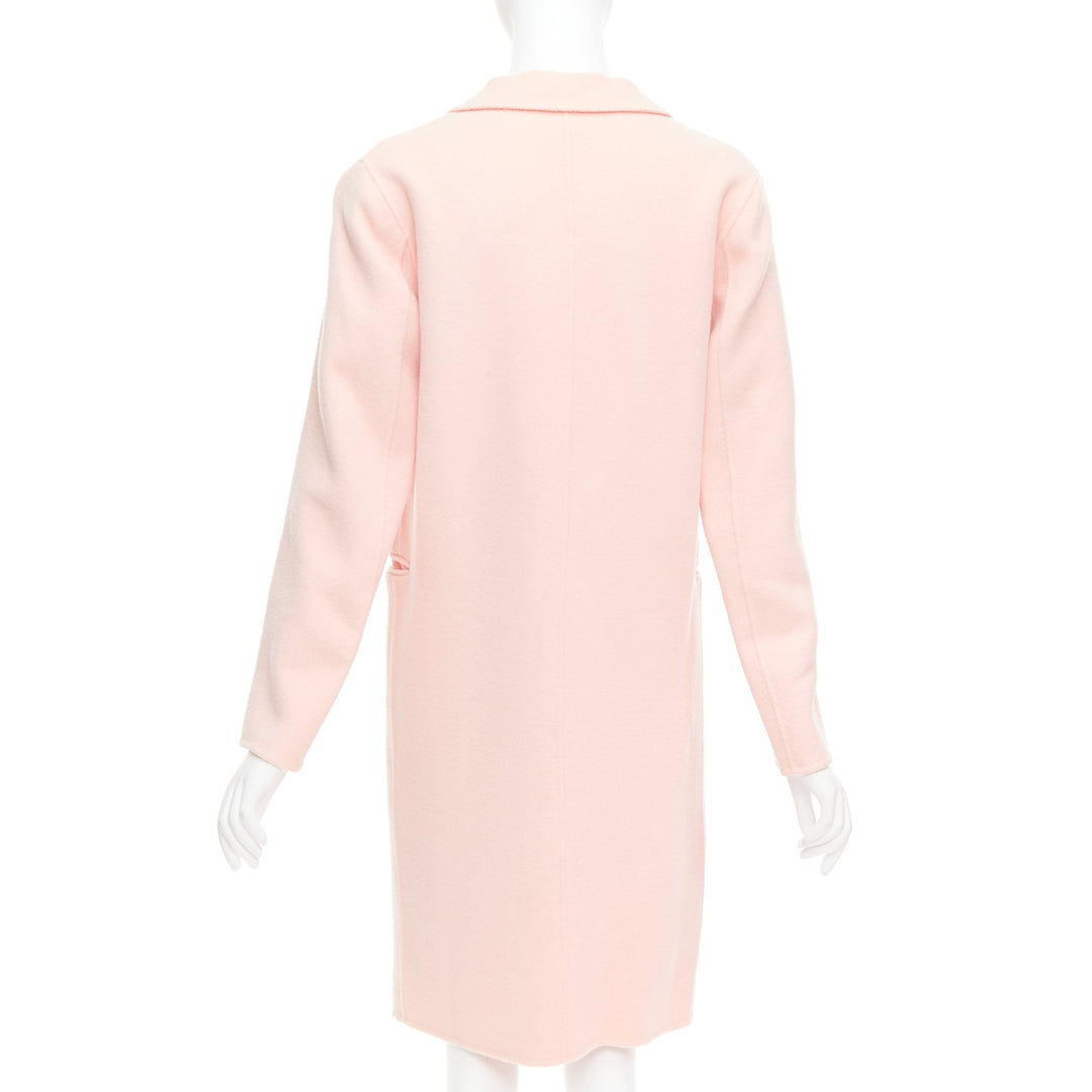 SANDRO pink wool blend notced collar single button long coat FR36 S