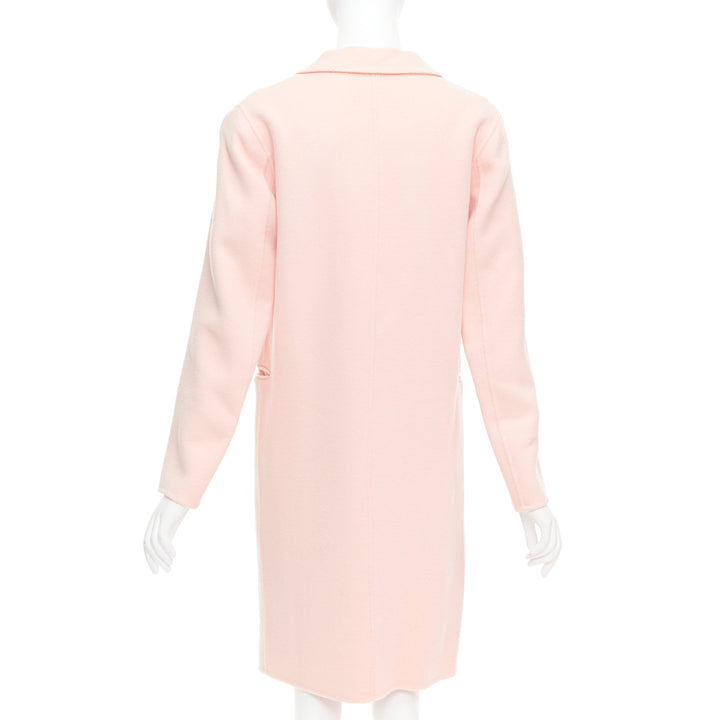 SANDRO pink wool blend notced collar single button long coat FR36 S