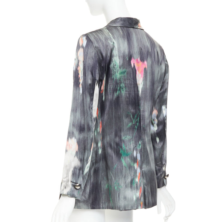 GIORGIO ARMANI 2008 grey multicolor silk watercolor abstract blazer IT46 XL
