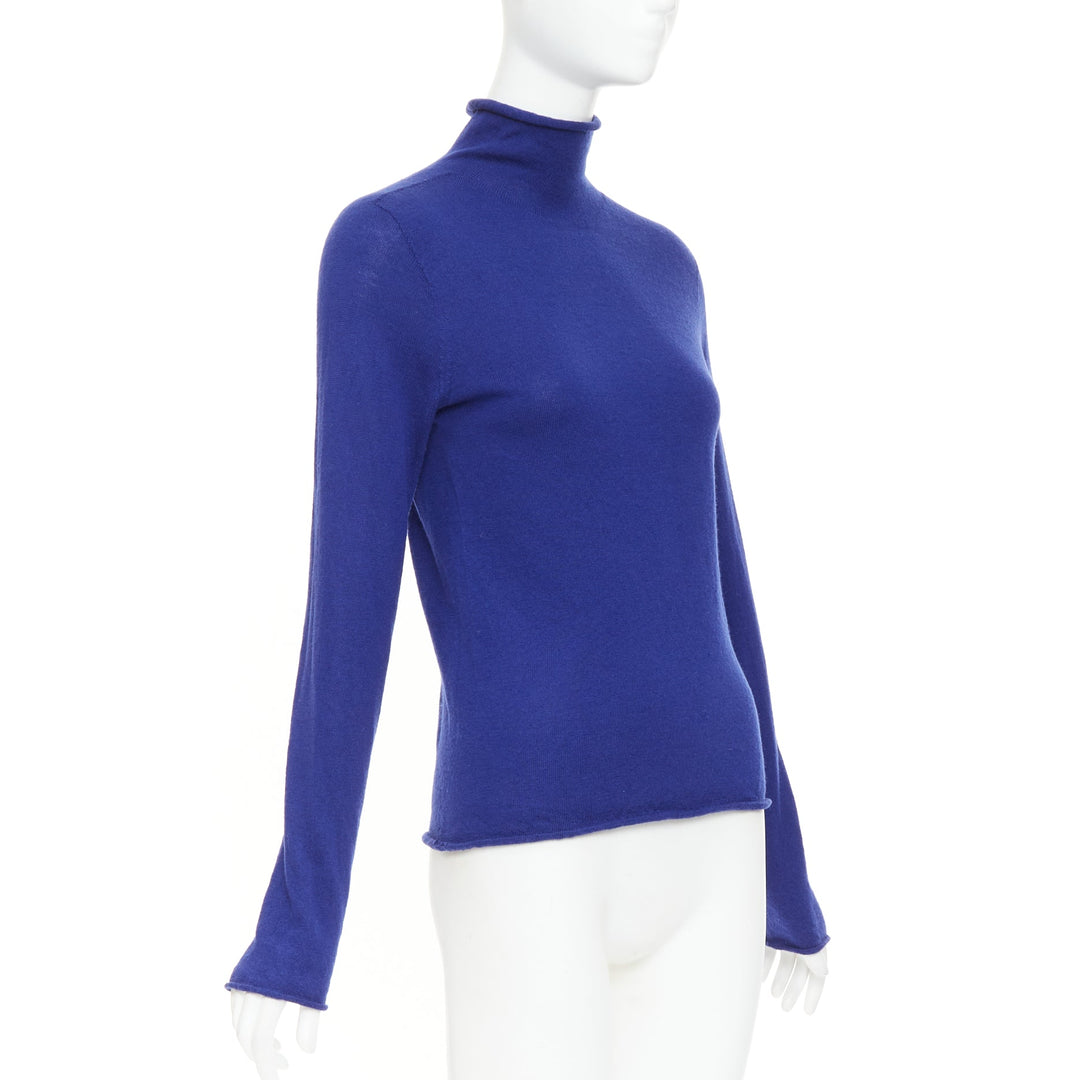 JOSEPH 100% Merino Wool cobalt blue high neck seamless knitted sweater S