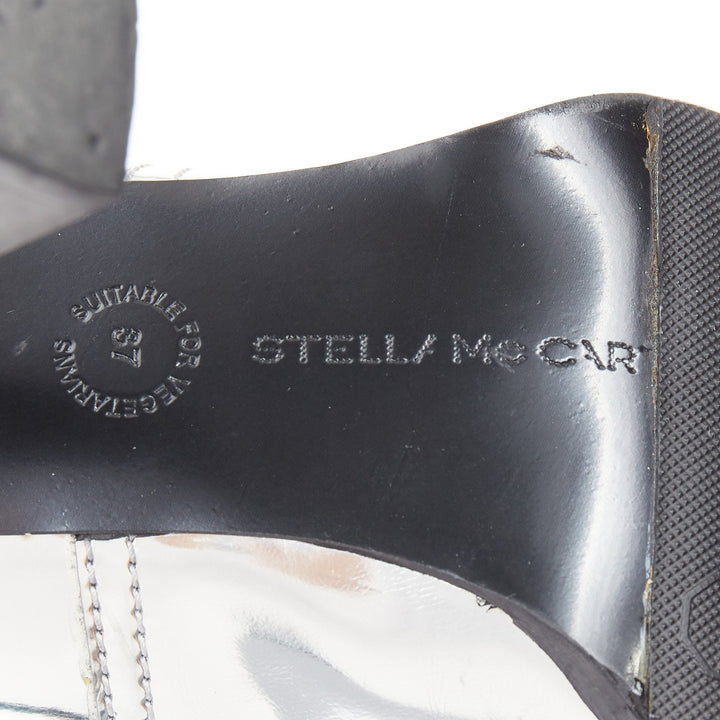 STELLA MCCARTNEY 2014 silver metallic kiltie tassel loafer block heel pumps EU37