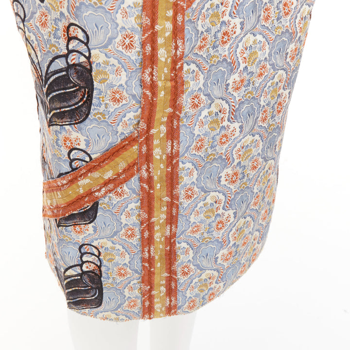 PRADA 2015 paisley oriental border patchwork silk jacquard pencil skirt IT38