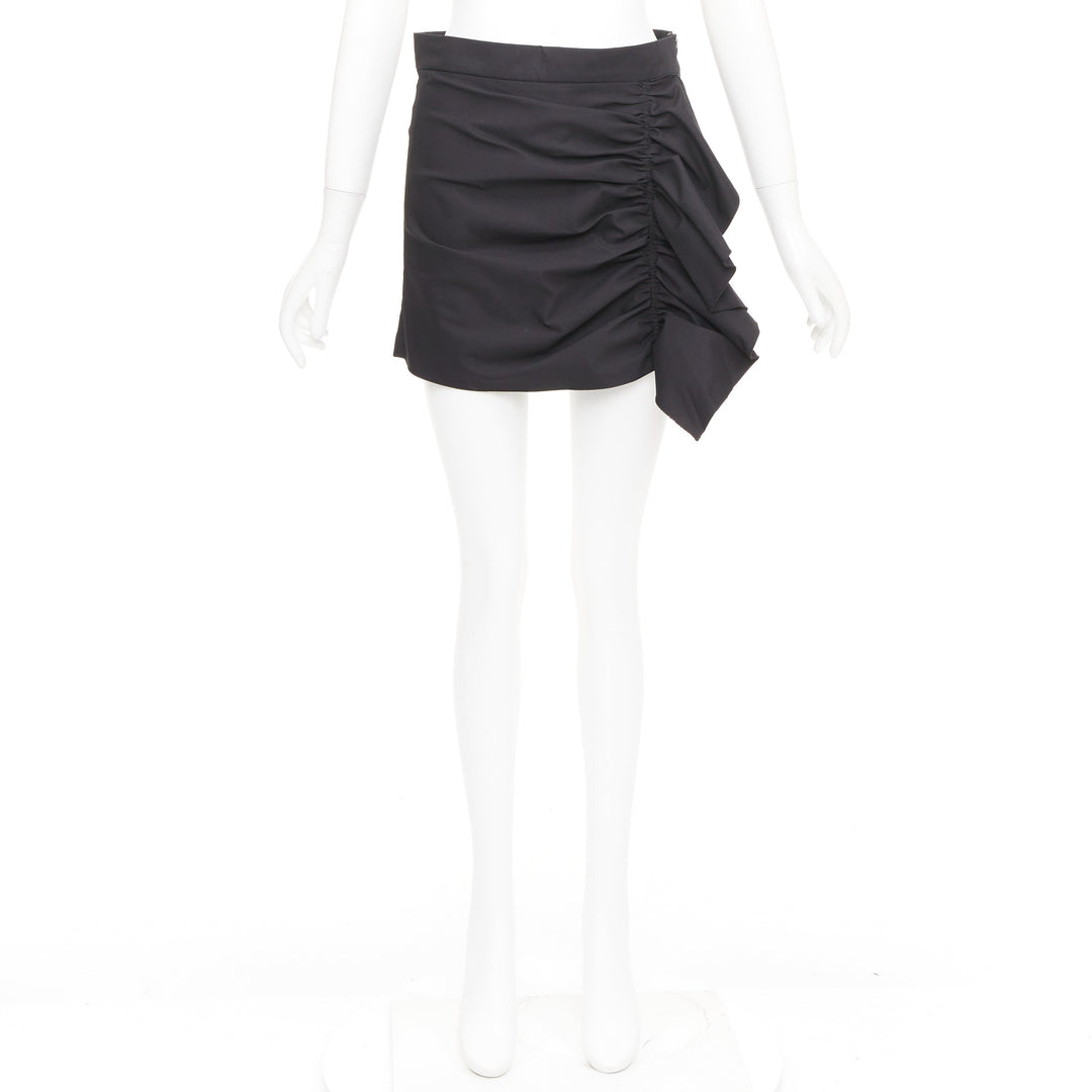 RED VALENTINO 2019 black high waisted side ruffle drape trim mini skorts IT38 XS