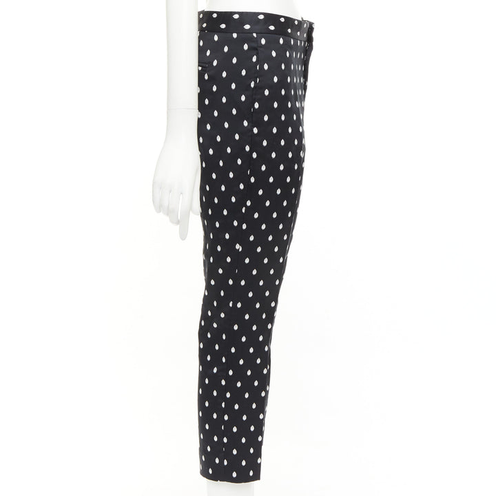 GIAMBATTISTA VALLI black white dot brocade tapered crop pants IT40 XS