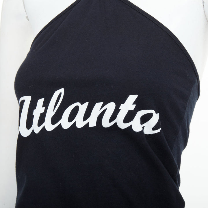 DOLCE GABBANA 2003 Vintage Atlanta graphic print black jersey halter top IT38 XS