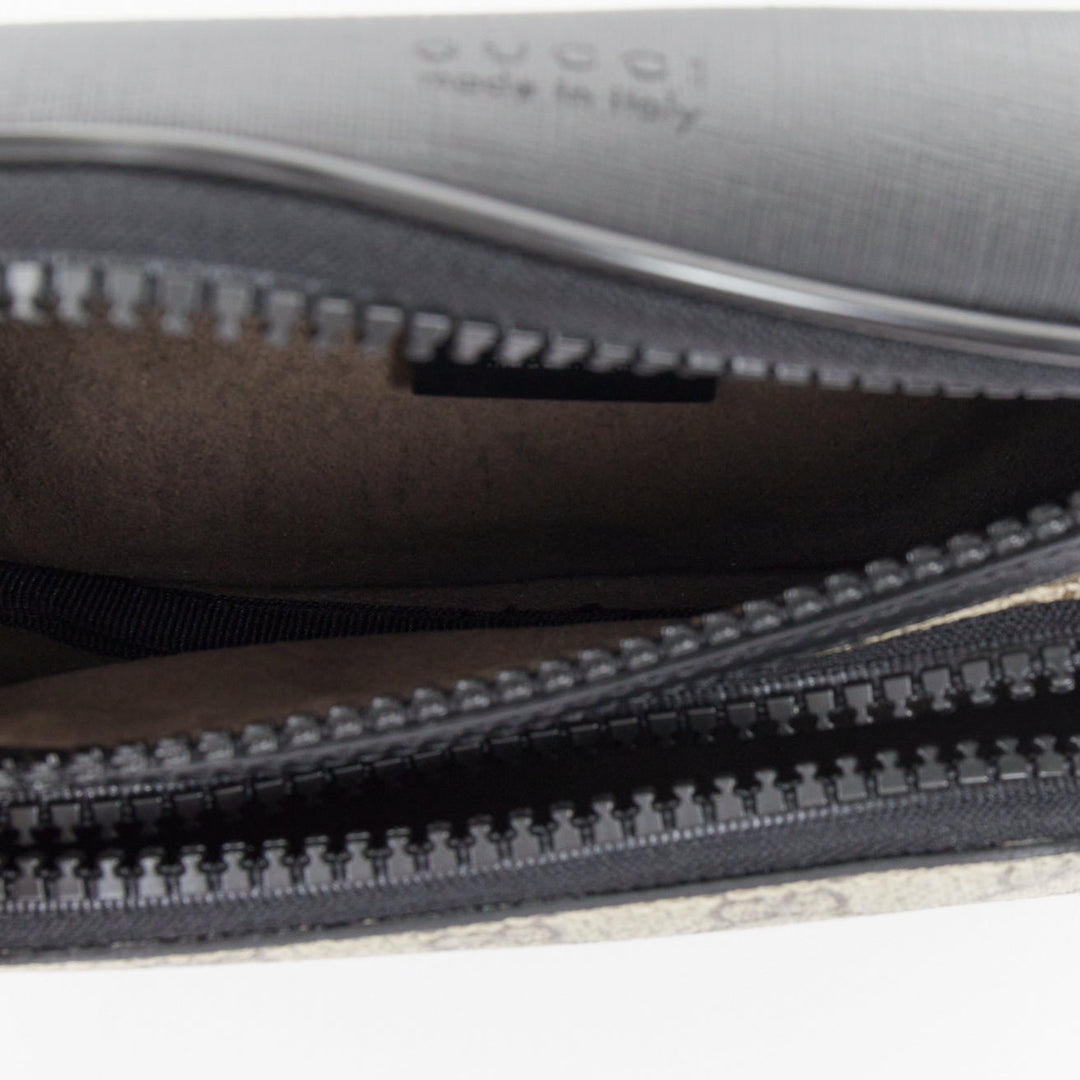 GUCCI Eden Supreme GG monogram canvas black leather belt bag