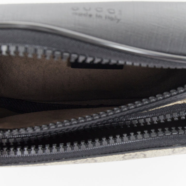 GUCCI Eden Supreme GG monogram canvas black leather belt bag