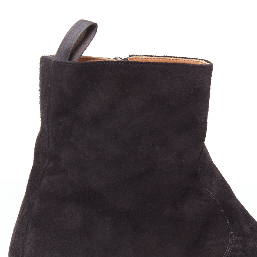 GIUSEPPE ZANOTTI Sheldon black suede silver metal toe cap  ankle boots EU44