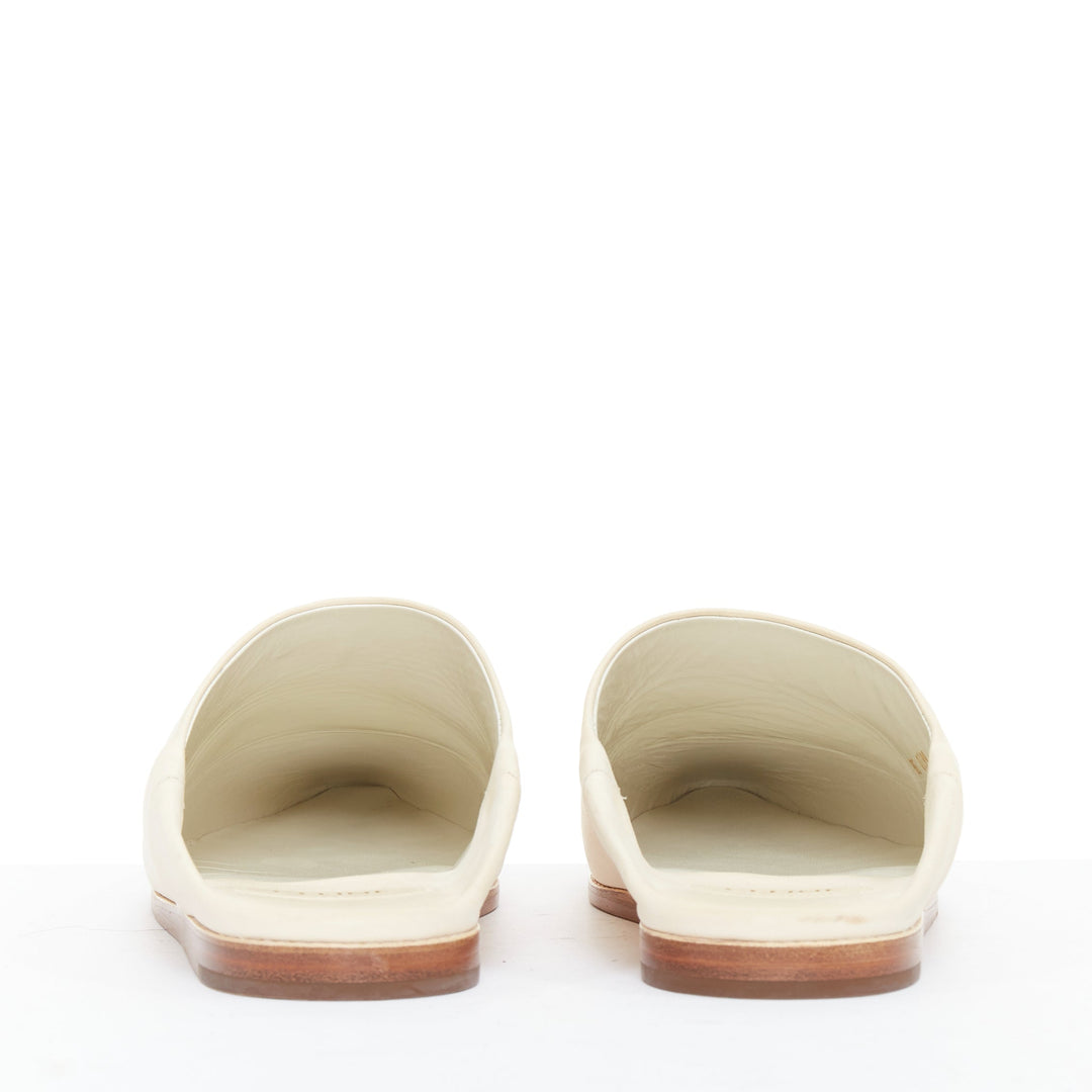 CELINE 2020 Janco Babouche off white leather gold logo step back slipper EU37