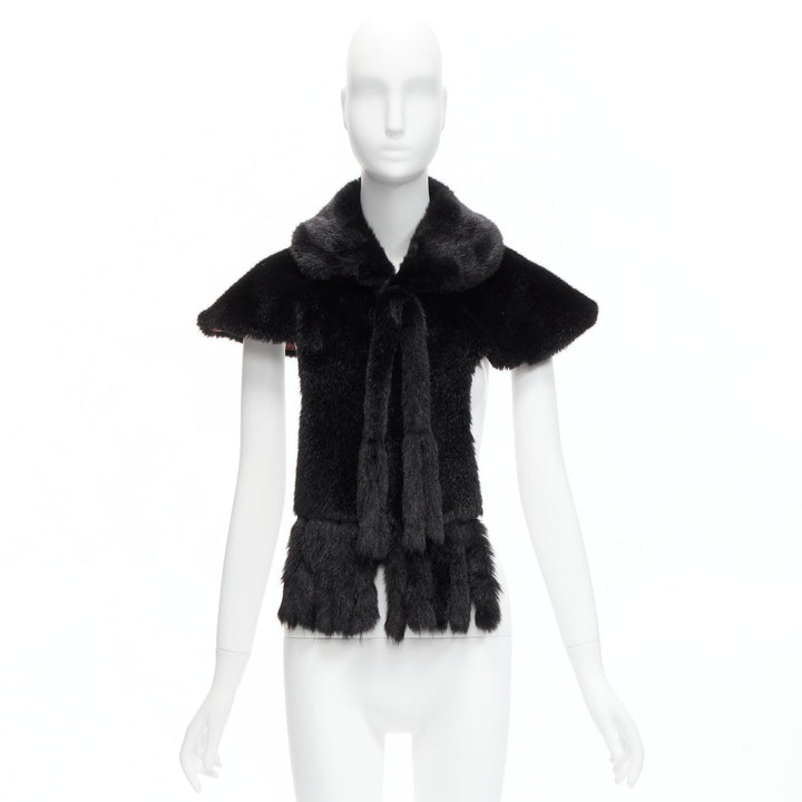 COMME DES GARCONS Robe De Chambre Vintage black faux fur Peter Pan capelet scarf
