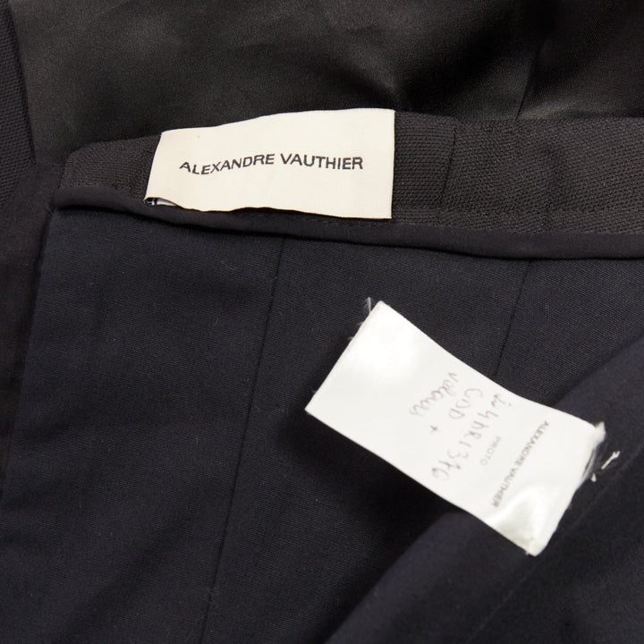 ALEXANDRE VAUTHIER black crystal pave brooch velvet belt satin strapless dress