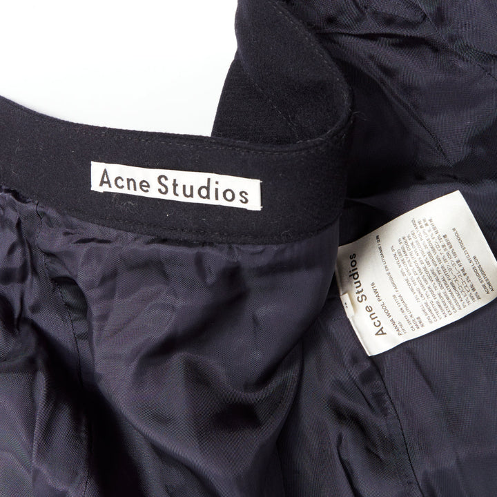 ACNE STUDIOS 2016 Panna Wool black silver asymmetric zip knee skirt FR32 XXS