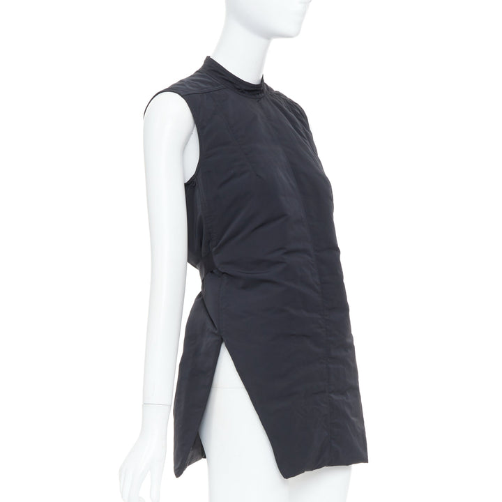 RICK OWENS black padded quilted high neck side slit casual tunic vest IT40 S