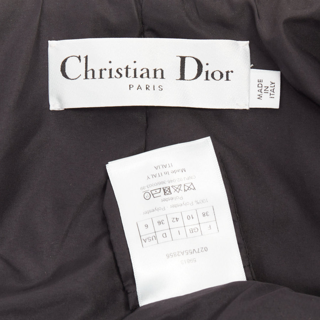 DIOR 2019 black white houndstooth CD bee utility cinched waist bar jacket FR38 M