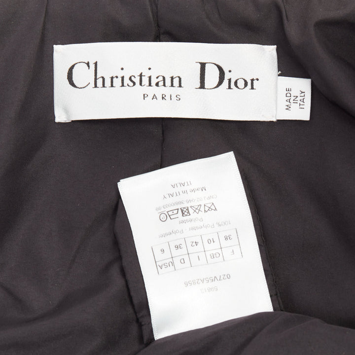 DIOR 2019 black white houndstooth CD bee utility cinched waist bar jacket FR38 M