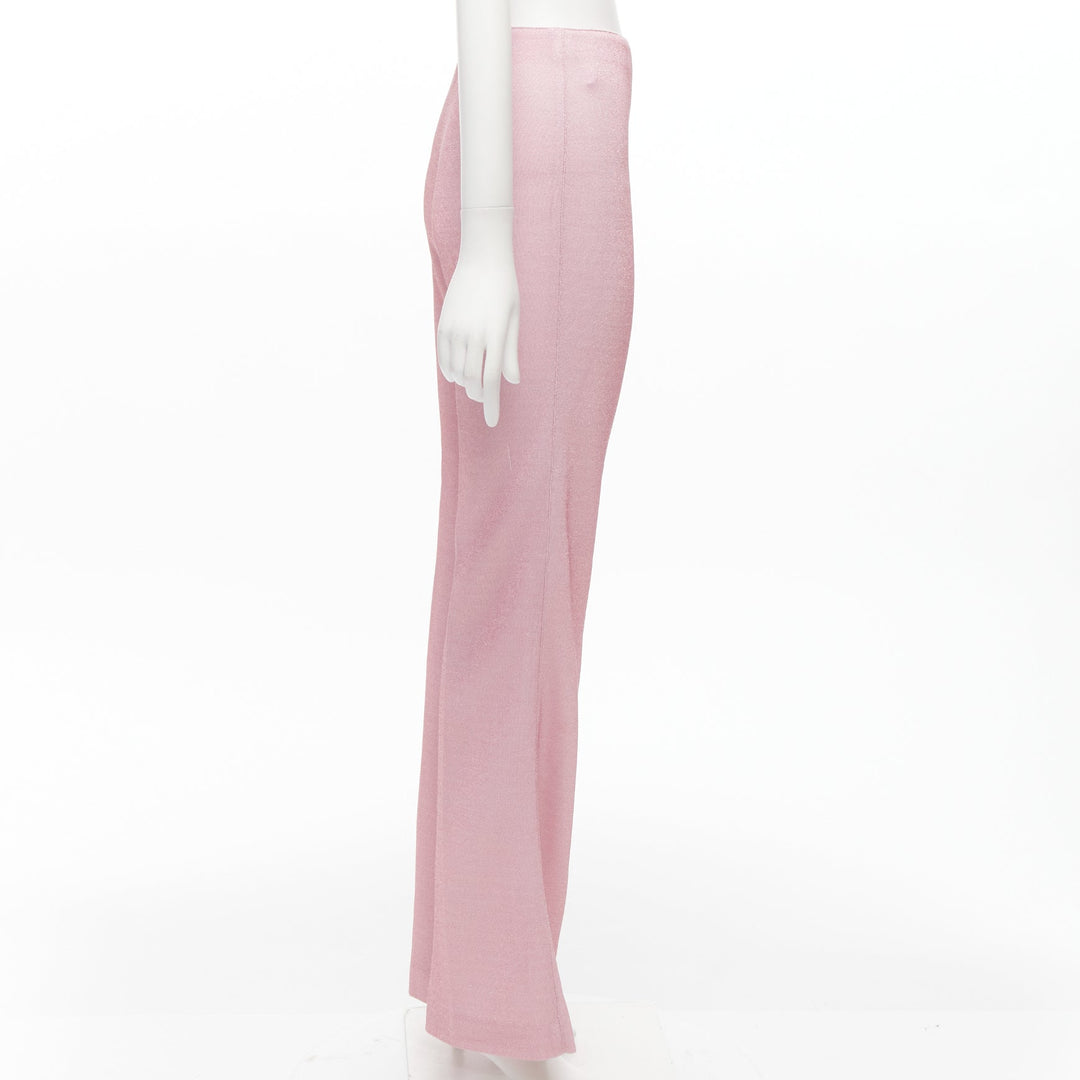 MIU MIU 2018 metallic pink lurex minimal high waisted flare pants IT38 XS