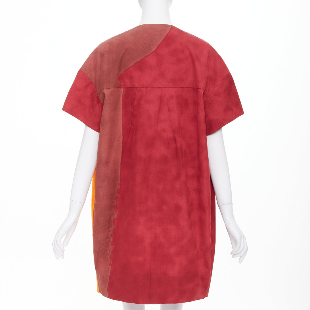 MARNI 2018 painterly abstract colorblock cotton poplin over coat  IT42 M