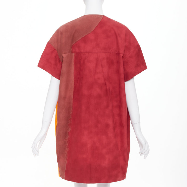 MARNI 2018 painterly abstract colorblock cotton poplin over coat  IT42 M